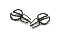 Black Claw Rings - 2 Oxidized Black Plated Brass 4 Claw Ring Blanks For Natural Stones E655 H0945