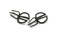 Black Claw Rings - 2 Oxidized Black Plated Brass 4 Claw Ring Blanks For Natural Stones E655 H0945