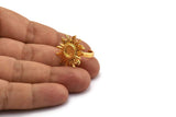 Gold Ring Settings, Gold Plated Brass Sun Ring With 1 Stone Setting - Pad Size 6mm N0842