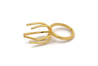 Claw Ring Settings - 2 Gold Plated Brass 6 Claw Ring Blanks For Natural Stones N0054