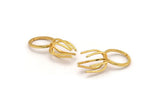 Claw Ring Settings - 2 Gold Plated Brass 6 Claw Ring Blanks For Natural Stones N0054