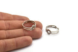 Silver Ring Setting, 6 Antique Silver Plated Brass Adjustable Ring Settings (18mm) MN50