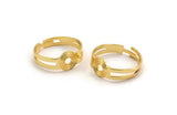 Gold Ring Setting - 2 Gold Plated Brass Adjustable Ring Settings - (18mm) Mn50