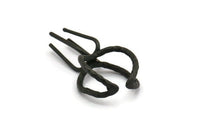 Black Claw Rings - 2 Oxidized Black Plated Brass 4 Claw Ring Blanks For Natural Stones E655 H0945