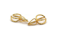 Claw Ring Settings - 2 Gold Plated Brass 4 Claw Ring Blanks For Natural Stones E658