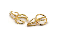 Claw Ring Settings - 2 Gold Plated Brass 4 Claw Ring Blanks For Natural Stones E658