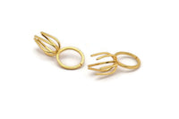 Claw Ring Settings - 2 Gold Plated Brass 6 Claw Ring Blanks For Natural Stones N0054