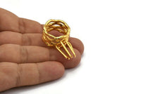 Claw Ring Blank - Gold Plated Brass 6 Claw Ring Blank For Natural Stones N0099