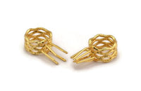 Claw Ring Blank - Gold Plated Brass 6 Claw Ring Blank For Natural Stones N0099