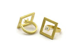 Brass Ring Settings, Raw Brass Square Ring With 1 Stone Setting - Pad Size 6mm N2285