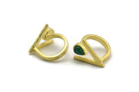 Brass Ring Settings, Raw Brass Triangle Ring With 1 Stone Setting - Drop Pad Size 8x6mm N2288