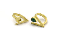 Brass Ring Settings, Raw Brass Triangle Ring With 1 Stone Setting - Drop Pad Size 8x6mm N2288