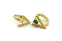 Brass Ring Settings, Raw Brass Triangle Ring With 1 Stone Setting - Drop Pad Size 8x6mm N2283