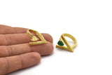 Brass Ring Settings, Raw Brass Triangle Ring With 1 Stone Setting - Drop Pad Size 8x6mm N2283