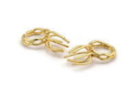 Gold Claw Ring, Gold Plated Brass Adjustable Ring With 6 Claw For Natural Stones N0116