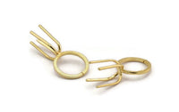 Claw Ring Blank - Gold Plated Brass 4 Claw Ring Blank for Natural Stones N0119