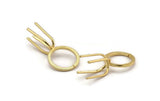 Claw Ring Blank - Gold Plated Brass 4 Claw Ring Blank for Natural Stones N0119