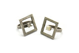 Silver Ring Settings, Antique Silver Plated Brass Square Ring With 1 Stone Setting - Pad Size 6mm N2285 H1610