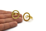 Brass Ring Settings, Raw Brass Round Ring With 1 Stone Setting - Pad Size 6mm N2287