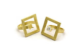 Brass Ring Settings, Raw Brass Square Ring With 1 Stone Setting - Pad Size 6mm N2285