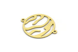 Brass Round Charm, 12 Raw Brass Round Shaped Charms With 2 Loops, Charm Pendants, Bracelet Parts, Connectors (23x18.5x0.60mm) SMP0025