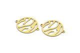 Brass Round Charm, 12 Raw Brass Round Shaped Charms With 2 Loops, Charm Pendants, Bracelet Parts, Connectors (23x18.5x0.60mm) SMP0025