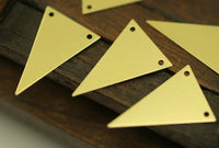 Brass Triangle Char, 20 Raw Brass Triangle Charms 2 Holes (25x16mm) A0043