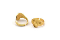 Gold Ring Settings, Gold Plated Brass Adjustable Sunrise Ring - Pad Size 6mm N0734