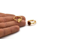 Gold Ring Setting, Gold Plated Brass Round Ring With 1 Stone Setting - Pad Size 8mm N1564