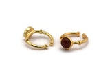 Gold Ring Setting, Gold Plated Brass Round Ring With 1 Stone Setting - Pad Size 8mm N1564