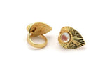 Gold Ring Settings, Gold Plated Brass Drop Ring With 1 Stone Setting - Pad Size 8mm N1120