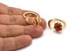 Gold Moon Ring, Gold Plated Brass 6 Claw Ring For Natural Stones N1052