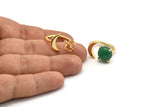 Gold Moon Ring, Gold Plated Brass 4 Claw Ring For Natural Stones N1026