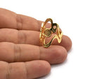 Gold Boho Ring, Gold Plated Brass Boho Ring With 1 Stone Setting - Pad Size 6mm N1809