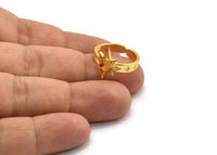 Gold Star Ring, Gold Plated Brass Ethnic Star Ring With 1 Stone Setting - Pad Size 4mm N1960