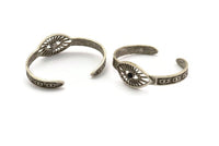 Silver Eye Cuff, Antique Silver Plated Brass Eye Shaped Bracelet Stone Setting With 1 Pad - Pad Size 4mm N1776