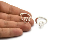 Silver Moon Ring, 925 Silver 6 Claw Ring For Natural Stones N1052