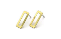 Brass Bracelet Earring, 12 Raw Brass Rectangle Stud Earrings (15x6mm)  Brs 3043 b0036 A3507