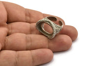 Duke Ring Settings - 1 Antique Silver Plated Brass Duke Adjustable Ring Setting with Pad Size 13x18mm E389