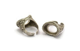 Duke Ring Settings - 1 Antique Silver Plated Brass Duke Adjustable Ring Setting with Pad Size 13x18mm E389