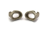 Duke Ring Settings - 1 Antique Silver Plated Brass Duke Adjustable Ring Setting with Pad Size 13x18mm E389