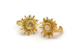 Gold Ring Setting, Gold Plated Brass Sun Ring With 1 Stone Setting - Pad Size 6mm N0831