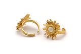 Gold Ring Setting, Gold Plated Brass Sun Ring With 1 Stone Setting - Pad Size 6mm N0831