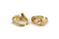 Gold Ring Setting, Gold Plated Brass Moon And Planet Ring With 1 Stone Setting - Pad Size 6mm N1108