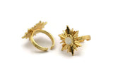 Gold Ring Setting, Gold Plated Brass Badge Ring With 1 Stone Setting - Pad Size 6mm N0839