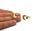 Gold Ring Setting, Gold Plated Brass Moon And Planet Ring With 1 Stone Setting - Pad Size 4mm N1068