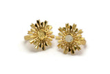 Gold Ring Setting, Gold Plated Brass Snowflake Ring With 1 Stone Setting - Pad Size 6mm N0832