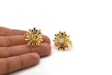 Gold Ring Setting, Gold Plated Brass Snowflake Ring With 1 Stone Setting - Pad Size 6mm N0832