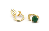 Gold Moon Ring, Gold Plated Brass 4 Claw Ring For Natural Stones N1026