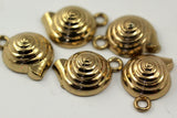 10 Vintage Golden Plastic Snail Beads 25x18 Mm